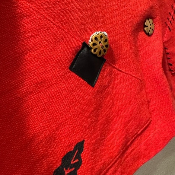 On‎ The Rocks Hand-Painted Orange Jacket – Boho Artistic Vintage Vibe – Size M - Picture 2 of 11